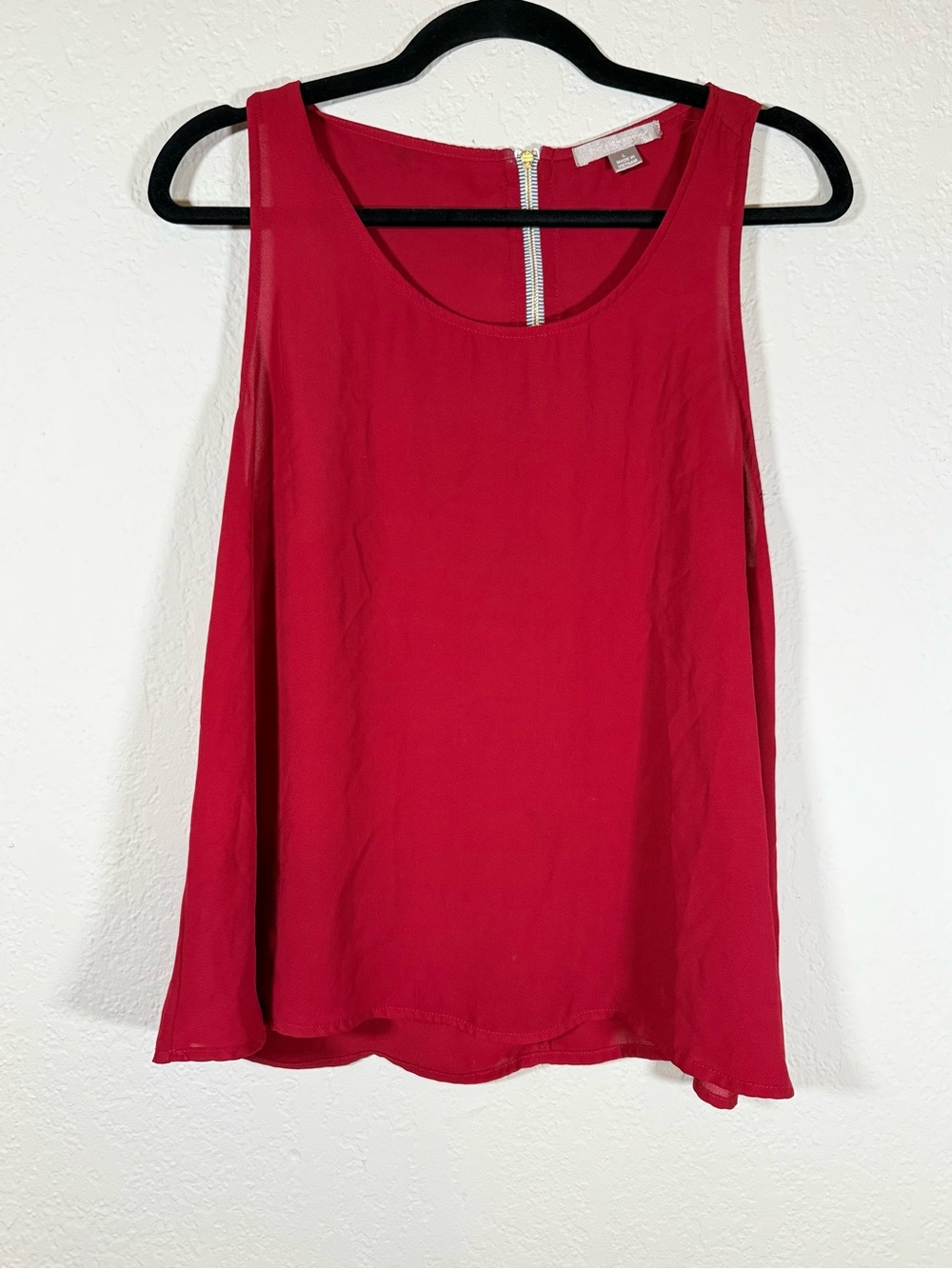 Women's Red Sleeveless Tank Top with Back Zip Purple Snow Large